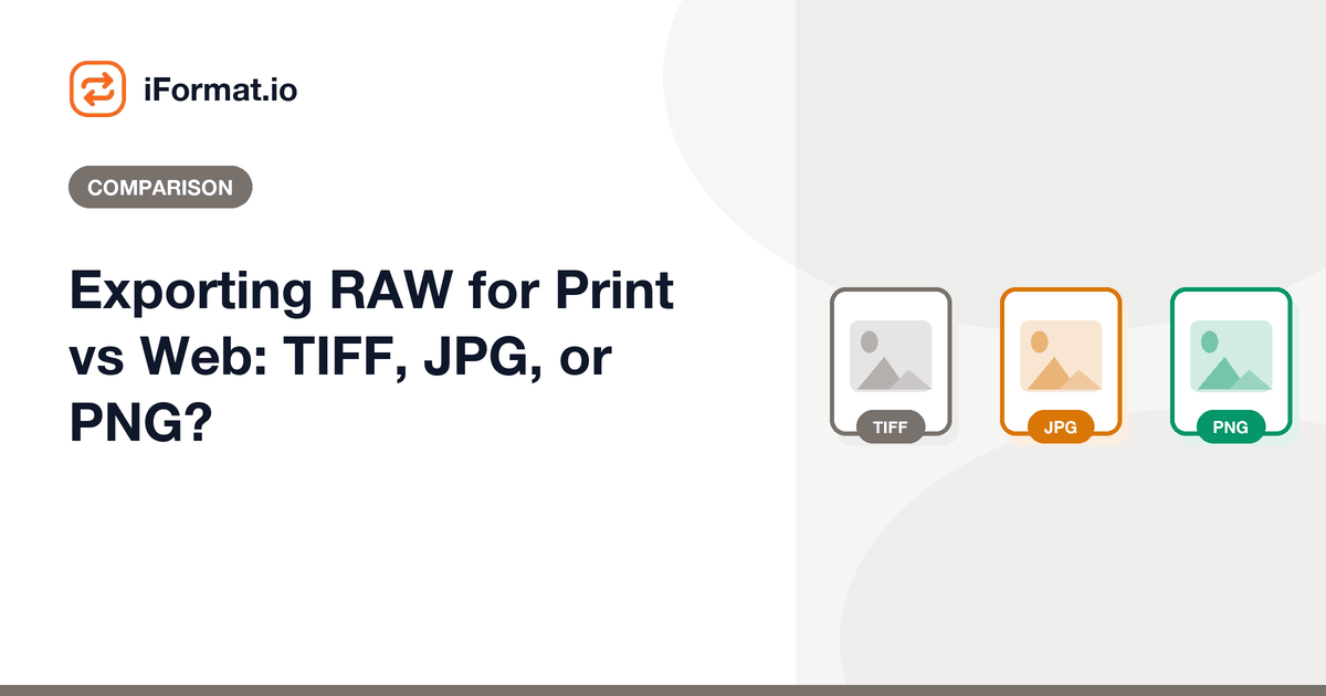 Exporting RAW for Print vs Web: TIFF, JPG, or PNG?