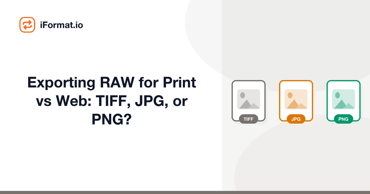 Exporting RAW for Print vs Web: TIFF, JPG, or PNG?